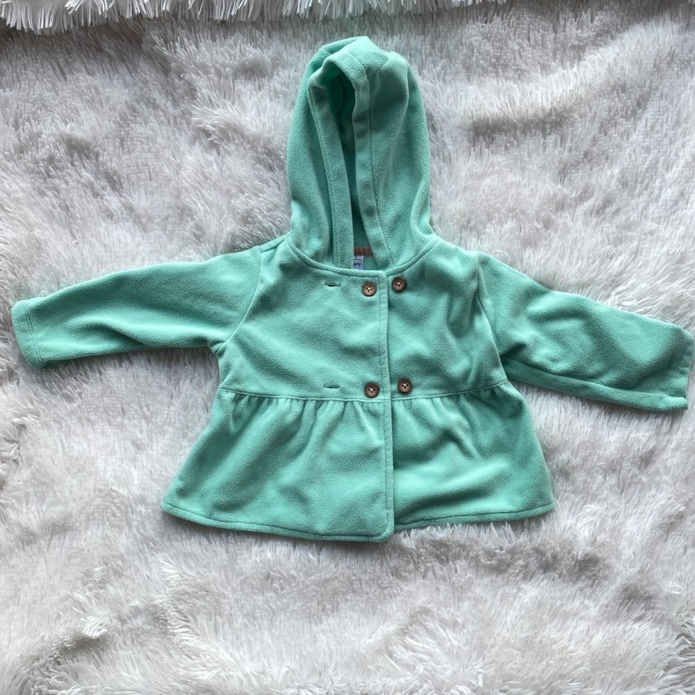 CARTERS Baby Girl 18M Fleece Jacket Hood Mint GreenUp Soft
